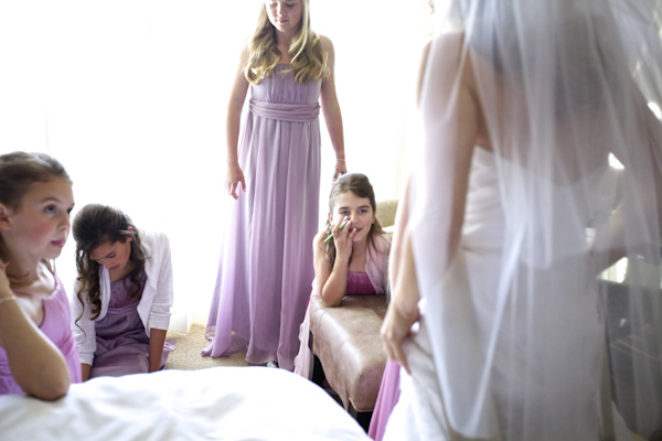 bride surrounded by young girls - wedding photo by top Orange County, California wedding photographers D. Park Photography